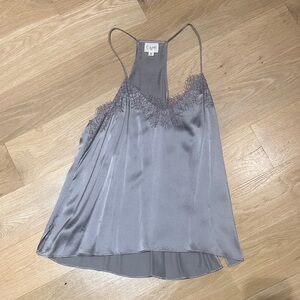 Cami NYC Silver Satin Lace Tank
